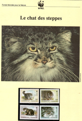Tadjikistan 1996 - Pisica de stepă, set WWF, 6 poze, MNH (vezi descrierea) foto