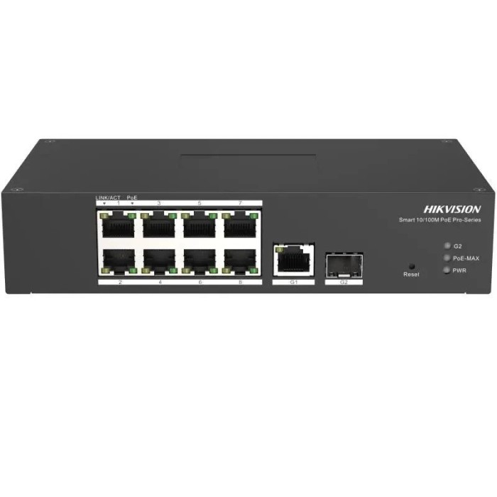 Switch 8 porturi PoE Hikvision DS-3T1310P-SI/HS prezinta 8 &times; 10/100