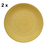Set 6 farfurii desert, 20 cm, Decorat cu spirala galbena