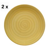 Set 6 farfurii desert, 20 cm, Decorat cu spirala galbena