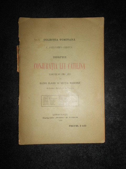 C. Sallustius Crispus - Despre Conjuratia lui Catilina (1902)