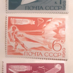 Rusia 1969 sporturi, parasutism, sporturi pe apa, serie 3v. Nestampilata