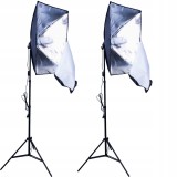 Cumpara ieftin Set 2 lampi softbox, trepied, Refutuna, E27, 85W, 50x70 cm, Multicolor, Oem