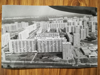 Foto veche aeriana Drumul Taberei 11 x18 cm comunism Bucuresti cartiere noi foto