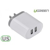 &Icirc;ncărcător dublu de perete Mufă SUA 2.4A / 1A 17W 5V USB-Culoare Alb, Ugreen