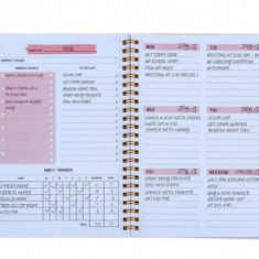 Agenda planificator cu spirala, pentru organizare saptamanala, cu habit tracker si to do list, roz, A5