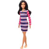 Cumpara ieftin Papusa Barbie in rochie cu dungi Barbie Fashionistas