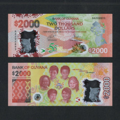 GUYANA █ bancnota █ 2000 Dollars █ 2022 █ P-42 █ POLYMER COMEMORATIV █ UNC