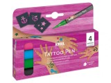 Set 4 Markere Party pentru tatuaje temporare cu 3 sabloane incluse,varf tip pensula, Kreul