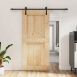 Cumpara ieftin Usa glisanta Natural si Negru 95 x 210 cm Lemn de Pin Solid