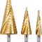 Set 3 capete pentru burghiu, Titan/Inox, Auriu