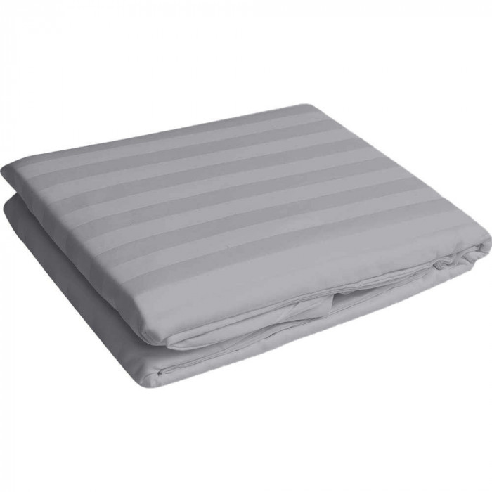 Cearsaf de pat cu elastic din damasc, densitate 130 g/mp, Gri, 90/200cm