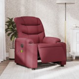 vidaXL Fotoliu electric de masaj rabatabil, roșu vin, textil