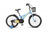 Bicicleta Copii 7-10 ani Velors V2001B, Roti 20 Inch, Frana fata V-Brake, Frana Spate Tambur, Roti Ajutatoare (Albastru)