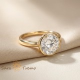 Inel Regina Claritatii , Inel placat cu aur 14K cu zirconia rotunda tip diamant