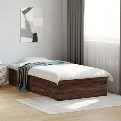 vidaXL Cadru de pat cu sertare, stejar maro, 90x190 cm lemn prelucrat 3280439 foto