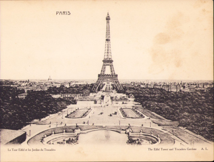 Litografie La Tour Eiffel et les Jardins du Trocadero