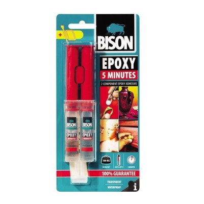 Adeziv bicomponent universal, Bison Epoxy, intarire rapida, transparent, 24 ml foto
