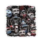 Cumpara ieftin Sticker decorativ, Roboti, Gri, 55 cm, 6841ST, Oem