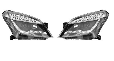 Set faruri tuning Opel Astra H, 10.2007, partea stanga+dreapta, Taiwan, cu indicator led; cu lumina de parcare LED; H1+H1+LED; manual; negru, foto