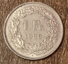 C50 - Moneda foarte veche - Elvetia - 1 franc - 1986