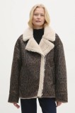 Answear Lab geaca femei, culoarea maro, de tranzitie, oversize