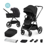 Carucior Multifunctional 2in1 Kinderkraft NEA Midnight Black, Landou Pliabil, Accesorii Incluse, 0-4 Ani, Roti Cauciuc, Suspensii, Cos Cumparaturi