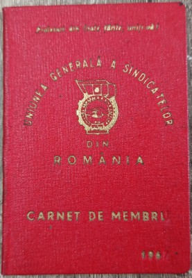 Carnet de membru Uniunea Generala a Sindicatelor 1967 foto