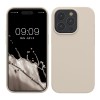 Husa Kwmobile Crem Silicon Anti-soc pt. Apple iPhone 15 Pro Max, Protectie Camera/Ecran, Compatibila Incarcare Wireless