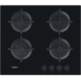 Plita Incorporabila Whirlpool AKT616NB, Gaz, 4 zone de gatit, 59cm, Negru