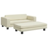 Cumpara ieftin Pat pentru caini cu extensie, crem, 100x50x30 cm, piele eco