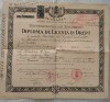 DIPLOMA DE LICENȚĂ &Icirc;N DREPT. UNIVERSITATEA DIN BUCUREȘTI CU DUBLA SEMNĂTURA A LUI NICOLAE BASILESCU( INTEMEIETORUL CARTIERULUI BUCUREȘTII NOI). 1931