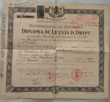 DIPLOMA DE LICENȚĂ &Icirc;N DREPT. UNIVERSITATEA DIN BUCUREȘTI CU DUBLA SEMNĂTURA A LUI NICOLAE BASILESCU( INTEMEIETORUL CARTIERULUI BUCUREȘTII NOI). 1931