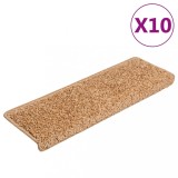 Cumpara ieftin Covorase pentru scari, 10 buc., 65x21x4 cm, bej, cu margini dreptunghiulare