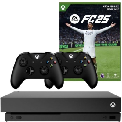 Consola Microsoft Xbox One X, 1TB, NEGRU + 2 Controllere Second-Hand + Joc Ea Sports Fc 25 foto