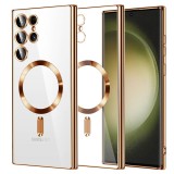 Husa premium Samsung Galaxy S23 Ultra Asteroid GSM Luxury Crystal MagSafe, auriu