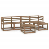 VidaXL Set mobilier de grădină, 6 piese, maro, lemn de pin tratat