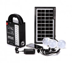 Kit Solar Lampa 20LED, Lanterna LED 1W, USB, 3 Becuri, 4V GDPLUS GD999 foto