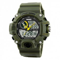 Ceas Skmei militar dual time AD1029, verde foto