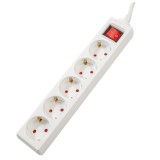 PRELUNGITOR SPACER, Schuko x 5, conectare prin Schuko (T), cablu 1.8 m, 16 A, max. 3500W, protectie supratensiune, protectie copii, Alb, &quot;PP-5-18 v2&quot;