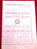 Program meci fotbal SC BACAU - JIUL PETROSANI (21.02.1984)