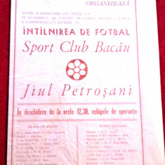 Program meci fotbal SC BACAU - JIUL PETROSANI (21.02.1984)