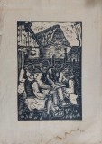 Tarani la sfat - Nicolae Brana - xilogravura