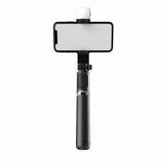 Selfie stick reglabil Q03S, trepied, telecomanda, lampa LED