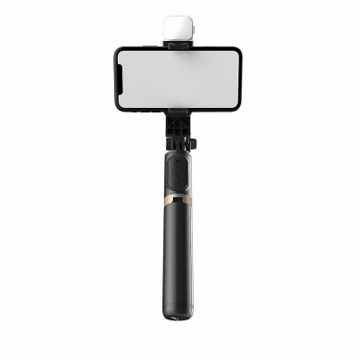 Selfie stick reglabil Q03S, trepied, telecomanda, lampa LED foto