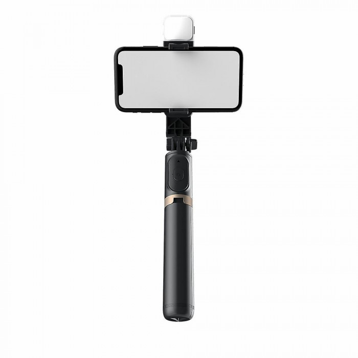 Selfie stick reglabil Q03S, trepied, telecomanda, lampa LED