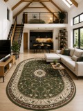 Covor Oval Lotos 523-310, Marime 80 x 150 cm, Verde, Inaltime Fir 8 mm, Antialergic, Polipropilena, Living, Dormitor, Sufragerie, Birou