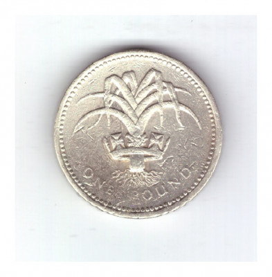 Moneda Anglia one pound / 1 lira 1990, circulata, stare relativ buna foto