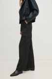 Dkny pantaloni femei, culoarea negru, drept, high waist, DJ4P3011