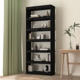 Bibliotecă/Separator cameră negru 80x30x199,5 cm lemn masiv pin